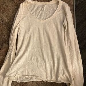 Anthropologie Long Sleeve Cream Color in Distressed Styling